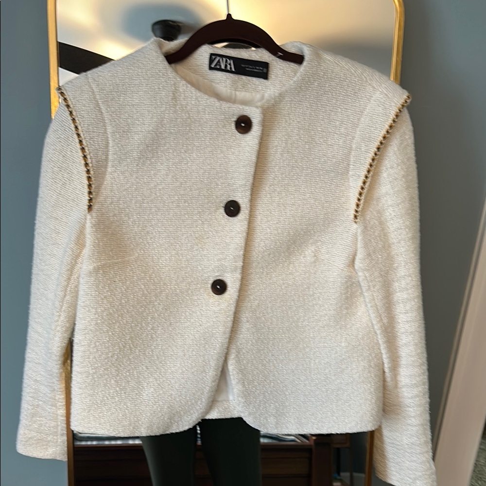 Zara Cream Blazer Elegant Suit Jacket